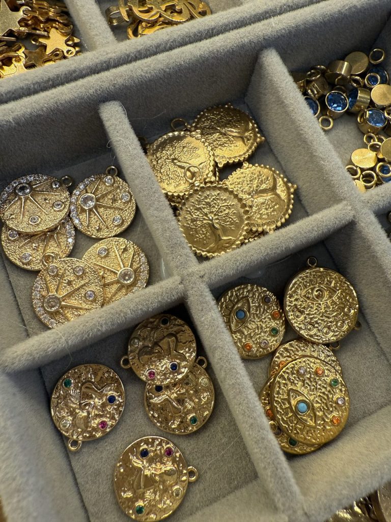 Gold coin medallion charms