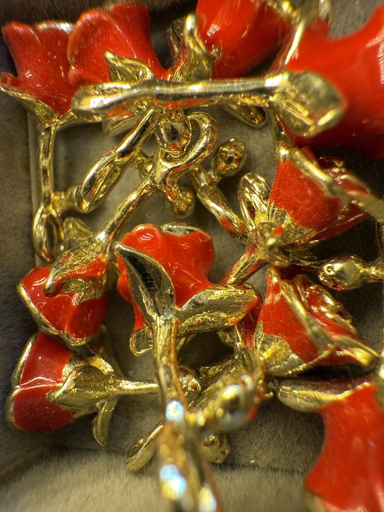 Red enamel rose charms