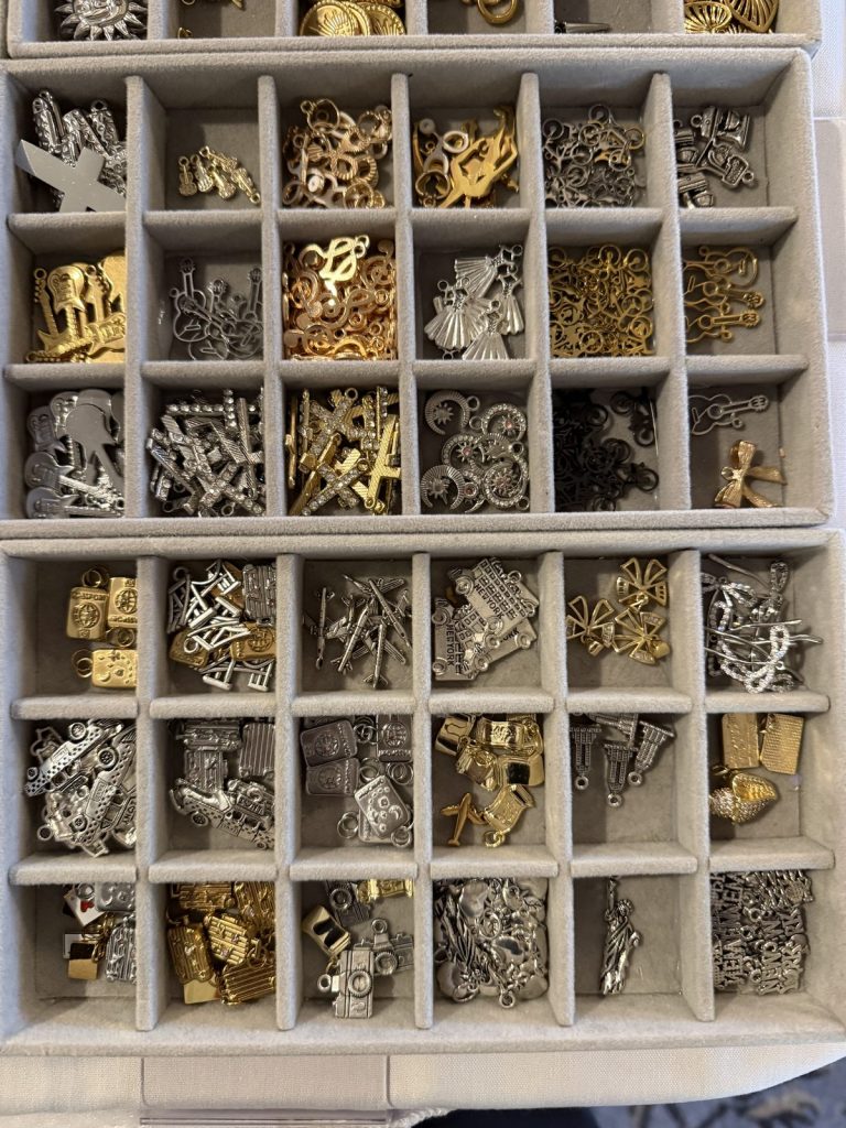 Silver and gold novelty charms