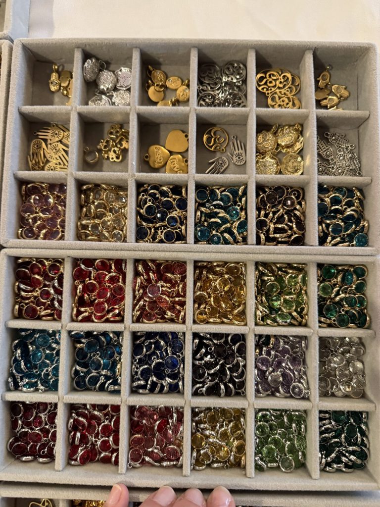 Birthstone-colored charms sorted by color